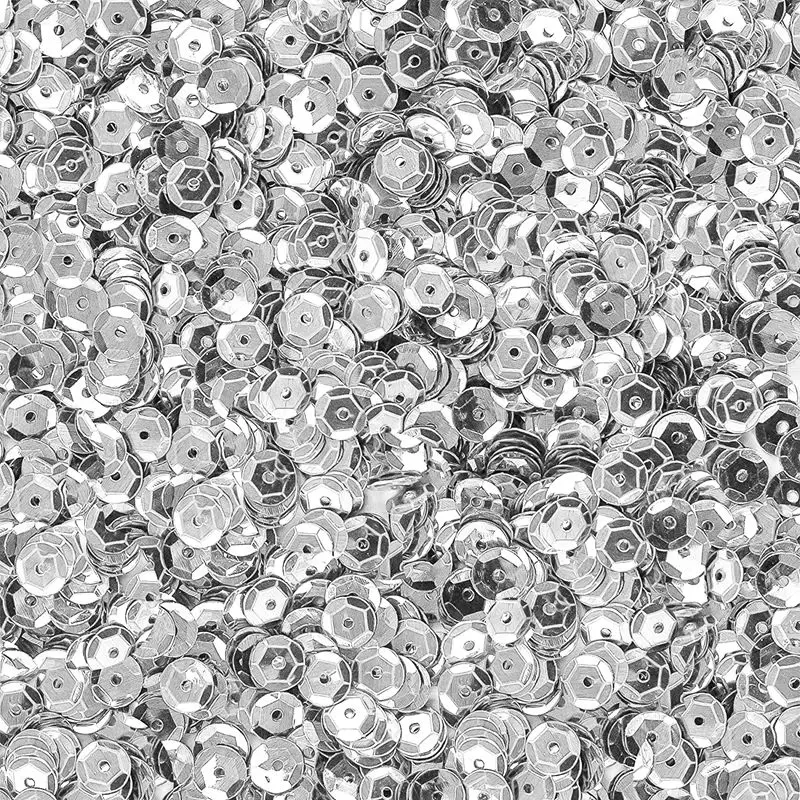 Silver 1 Упаковка из 20 г блесток-Размер: 6 мм, изогнутые круглые Блестки-перфорированные бусины для материала одежды - Цвет: Silver