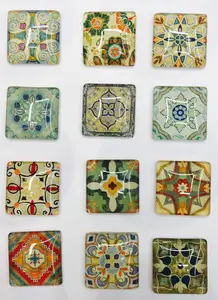 20 мм 25 мм Случайных Смешанных Цветов в стиле ретро для квадратного стеклянного кабошона, фотооснова с плоским основанием, аксессуары для самостоятельного изготовления ювелирных украшений по 10 шт., K02950