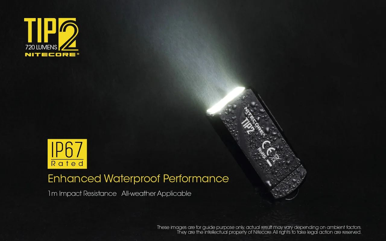 Мини свет NITECORE TIP2 CREE XP-G3 S3 720 люмен USB Перезаряжаемый брелок фонарик с батареей