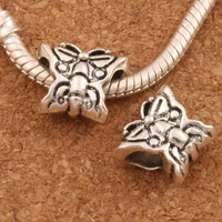 flower butterfly big hole beads charm bead 13x11x7mm 21pcs zinc alloy dangle fit european bracelet l1334