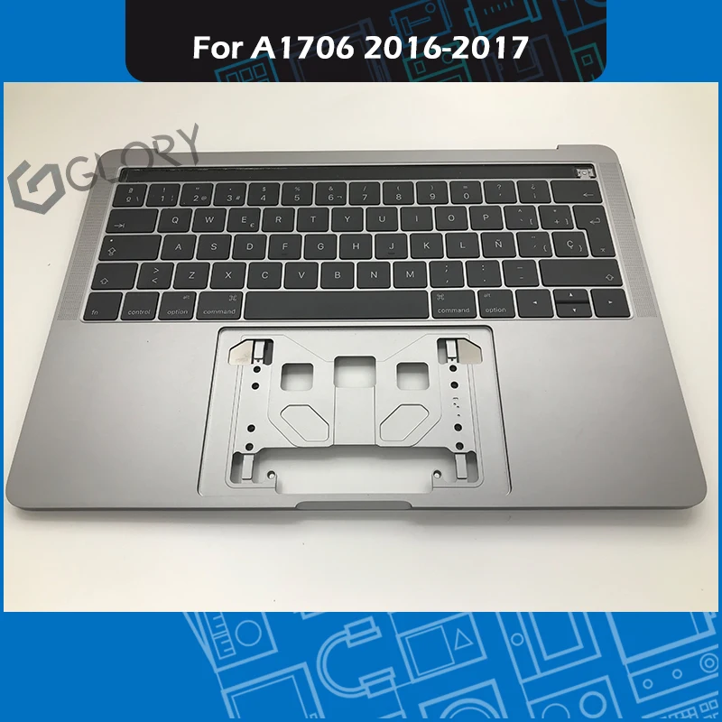 Серый чехол для ноутбука A1706 + испанская клавиатура MacBook Pro Retina 13 &quotTouch Bar Palmrest 2016 2017