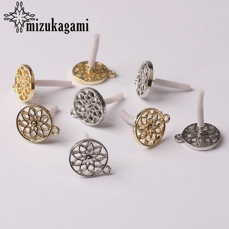 Модные Золотые круглые серьги с цветами из цинкового сплава соединительные