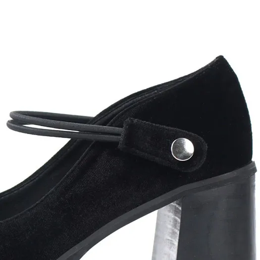 black suede Г. Осенняя женская обувь mary janes на толстом высоком каблуке в стиле ретро винтажные туфли-лодочки с квадратным носком и ремешком на щиколотке черного цвета, размер 4 34, 3 дюйма - Цвет: black suede