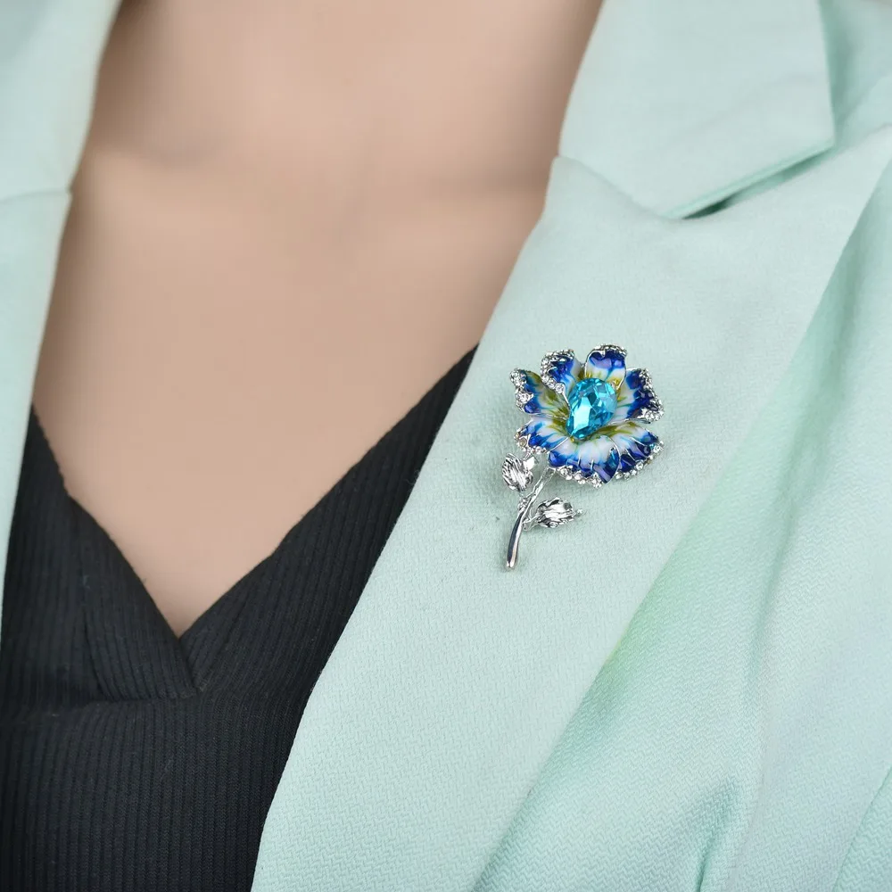 MissCyCy винтажные эмалированные броши в виде цветка для женщин модные стразы брошь