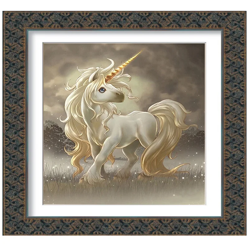 DIY Rhinestone plastic crafts painting diamond Small white horse magic square cross stitch full | Дом и сад