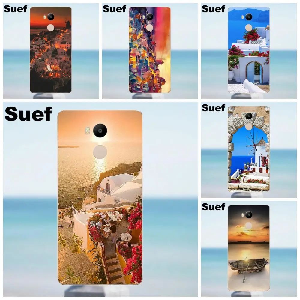 Suef Греция Санторини море для Xiaomi Redmi 4 3 3S Pro Mi3 Mi4 Mi4i Mi4C Mi5 Mi5S Mi Max Note 2 Мягкий ТПУ