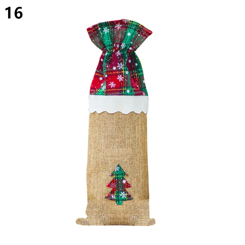 16-christmas tree Noel новейшая Рождественская Крышка для бутылки вина Санта Клаус рождественские украшения для дома натальный Ужин Декор подарок на год - Цвет: 16-christmas tree