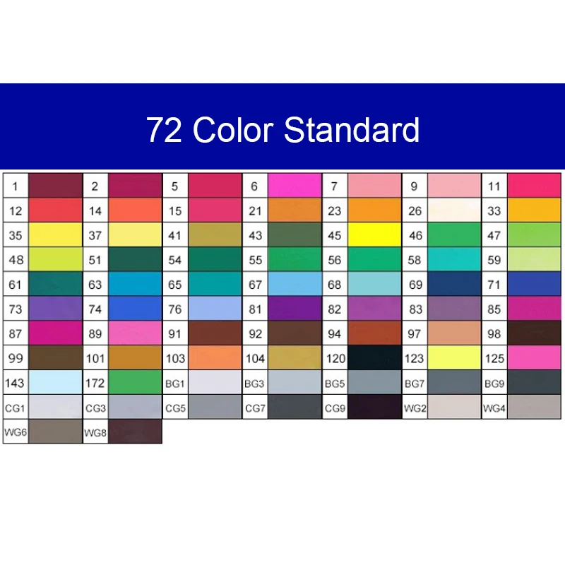 72standard-white Touchfive 168 цветов, набор маркеров, двойная головка, эскизные маркеры, ручка для стандартного пейзажа, рисование манга, анимационный дизайн, товары для рукоделия - Цвет: 72standard-white