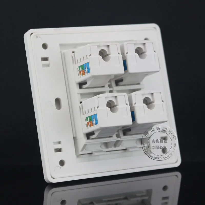 Настенная панель с 4 портами CAT6 RJ45 сетевая Ethernet LAN розетка гигабитная Лицевая