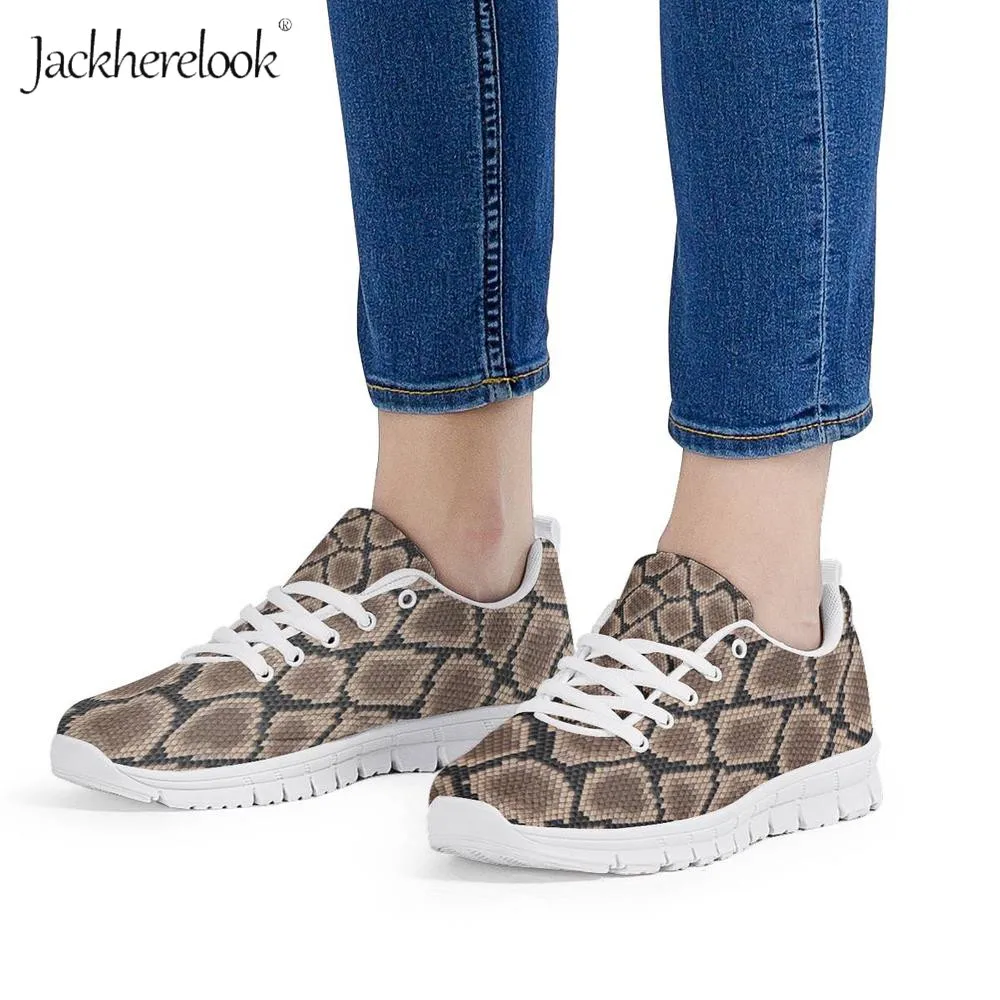 Кроссовки Jackherelook женские легкие Вулканизированная кожа Змеиный узор питона