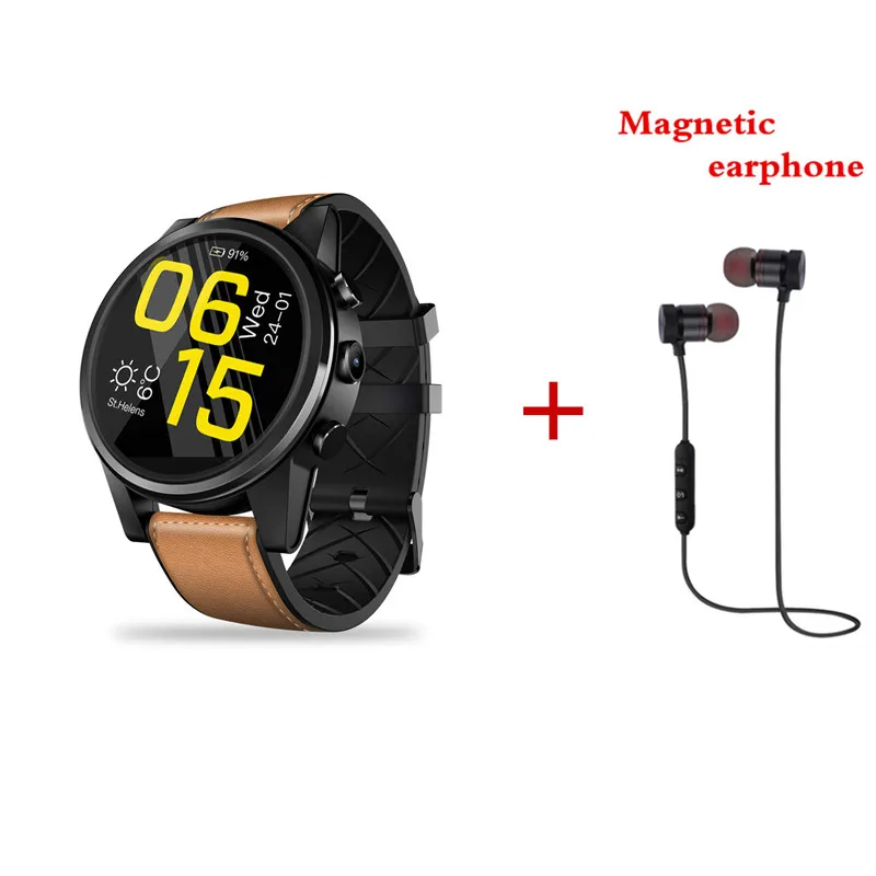 Zeblaze Thor 4 PRO 4G умные часы Android 7.1.1 5MP камера gps сердечного ритма Смарт часы для Android ios samsung HUAWEI xiaomi телефон - Цвет: brown add headset