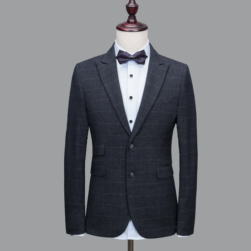 Новое поступление 2018 Брендовые мужские костюмы Свадебный черный повседневный