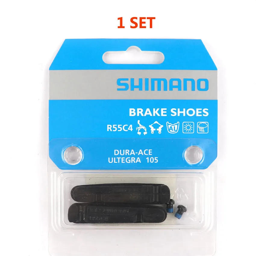 1 Set Shimano Dura-ace Ultegra 105 R55C4 Алюминиевый обод для шоссейного велосипеда велосипедный картридж Тормозная обувь Shimano оригинальные товары Аксессуары для велосипеда - Цвет: 1 Set