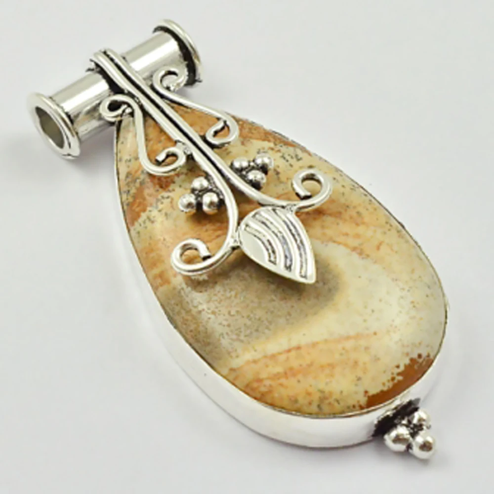 

Picture Jaspers Pendant Silver Overlay over Copper , 56mm, P3419