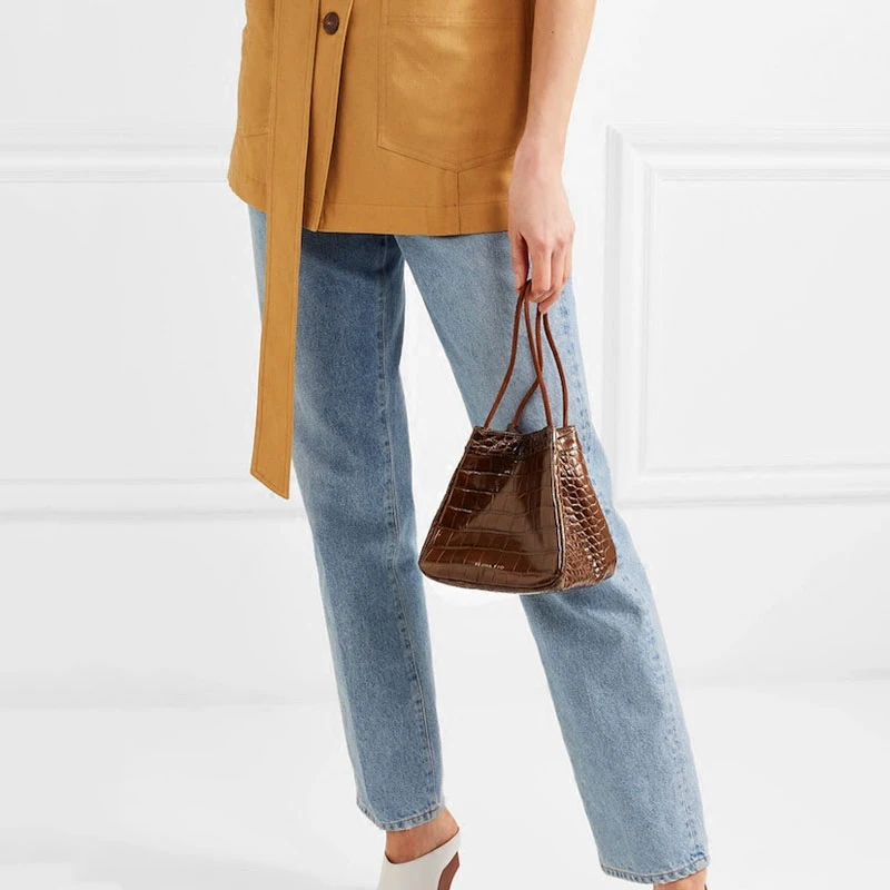 Роскошные женские сумки дизайнерские в форме ведра из крокодиловой кожи