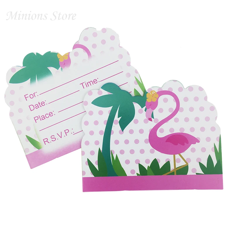 20 шт./лот вечерние Фламинго из мультфильма бумажные приглашения украшения на
