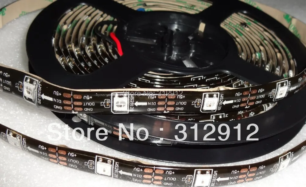 5 м DC5V черная печатная плата WS2812B led pixel srip IP65 30 шт. WS2812B/m с пикселей