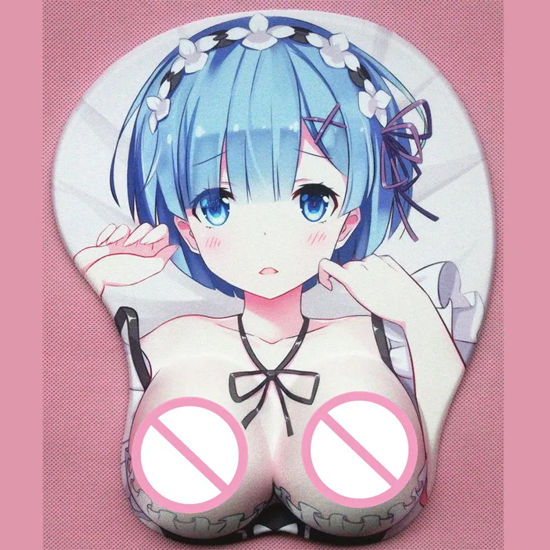 Re: Zero Rem Ram сексуальный большой аниме мягкая грудь 3D игровой коврик для мыши подставка для запястья Высота 3,2 см 2way ткань