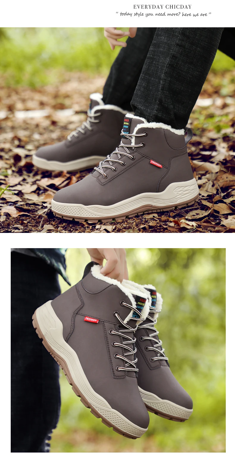 Брендовые мужские зимние ботинки зимние Плюшевые Теплые ботильоны уличная зимняя обувь на шнуровке мужские ботинки из дышащей замши без застежки большой размер 48