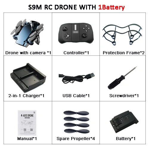 S9M-2MP-1B S9M HD камера Скорость Регулируемый 4CH 6-Axis Gyro 720P удержания высоты 4CH 6-Axis Gyro HD 720P складной Hover S9HW S9 - Цвет: S9M-2MP-1B