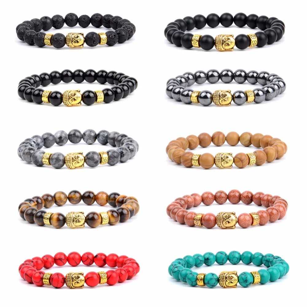 Браслеты Будды с натуральным камнем тигровый глаз Howlite бусы мужские браслеты для