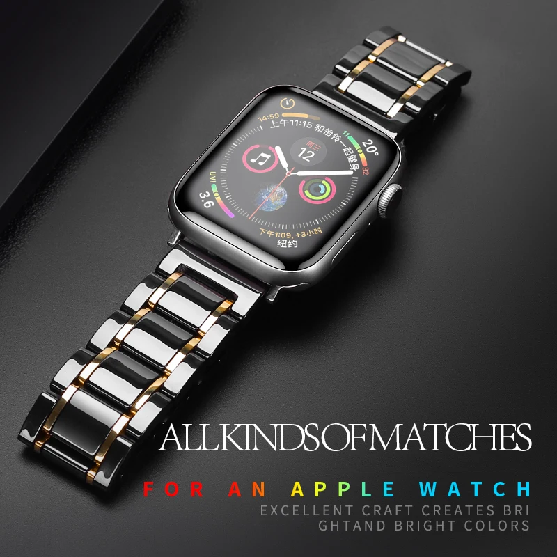 Ремешок для Apple Watch, 40 мм, 38 мм, керамика, нержавеющая сталь, съемный ремешок, браслет, ремешок для часов iWatch, 44 мм, 42 мм, все модели