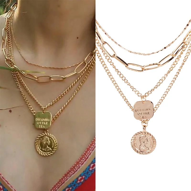 Винтажное ожерелье Женская многослойная подвеска collares de moda 2019 колье femme чокер с