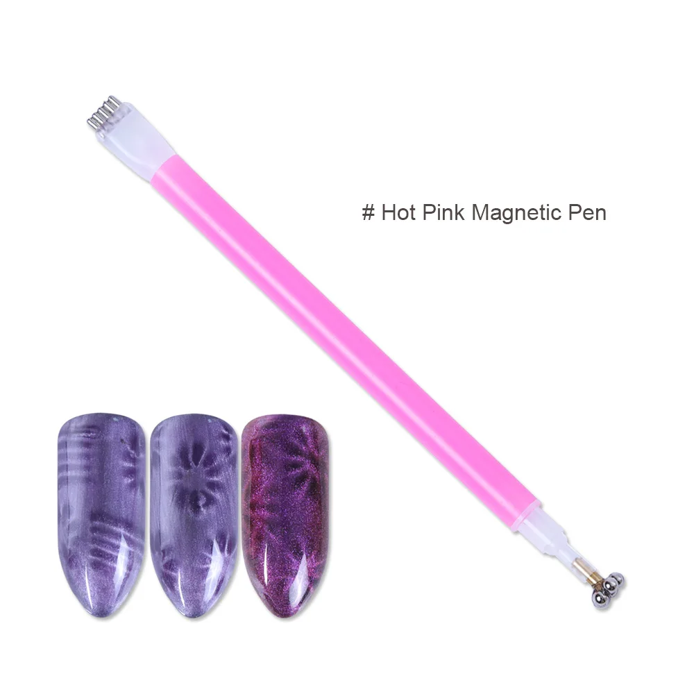 Hot Pink Magnet Pen 1 шт. Магнитный 5D кошачий глаз гель лак для ногтей сильный магнит для лака многофункциональные линии полоса волшебные ручки палочки инструменты BE948 - Цвет: Hot Pink Magnet Pen
