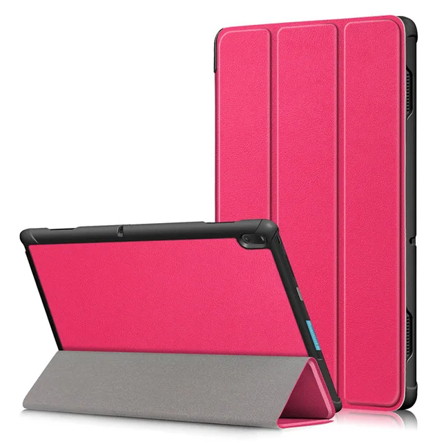 Чехол для планшета lenovo Tab E10 10,1, чехол для планшета Funda TB-X104F TB X104F, тонкий магнитный складной чехол из искусственной кожи с подставкой+ пленка+ ручка - Цвет: Rose Red