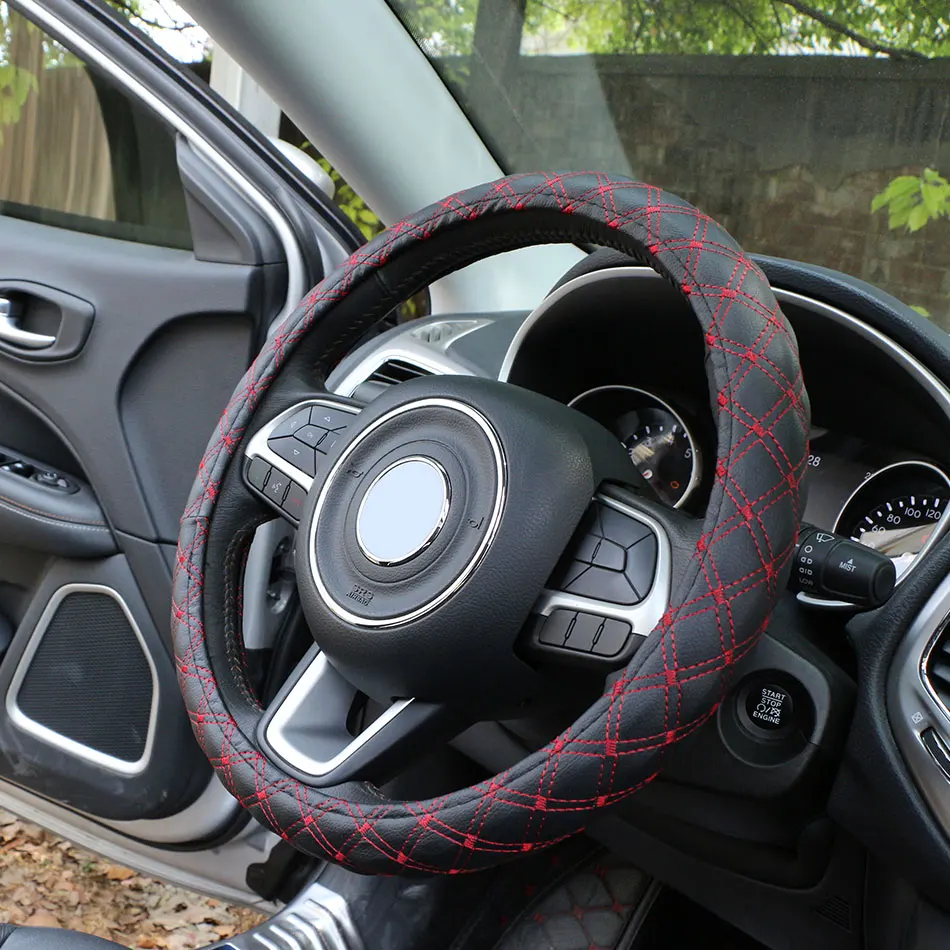 1 шт. из искусственной кожи чехол рулевого колеса автомобиля черный с рисунком