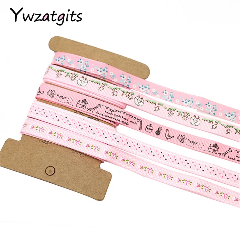 Ywzatgits 5 лет/Лот, 1y/цвет 3/" 10 мм многоцветная печать корсажная лента декоративные поделки аксессуары YR0401 - Цвет: Pink range 1
