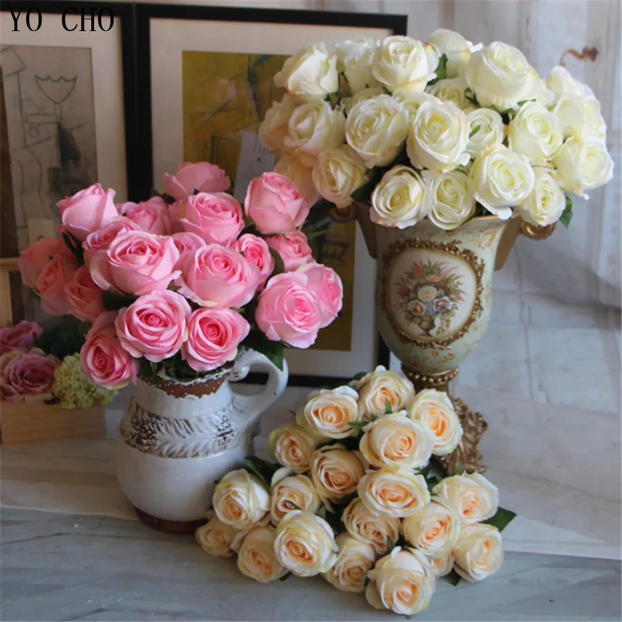 

5-7 head/piece European high-grade artificial roses simulation flower silk flower Peony flowers for wedding Home Decoration