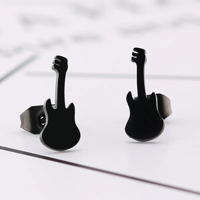 Olowu рок золото черный серебряный цвет гитара серьги-скрипки для мужчин и женщин