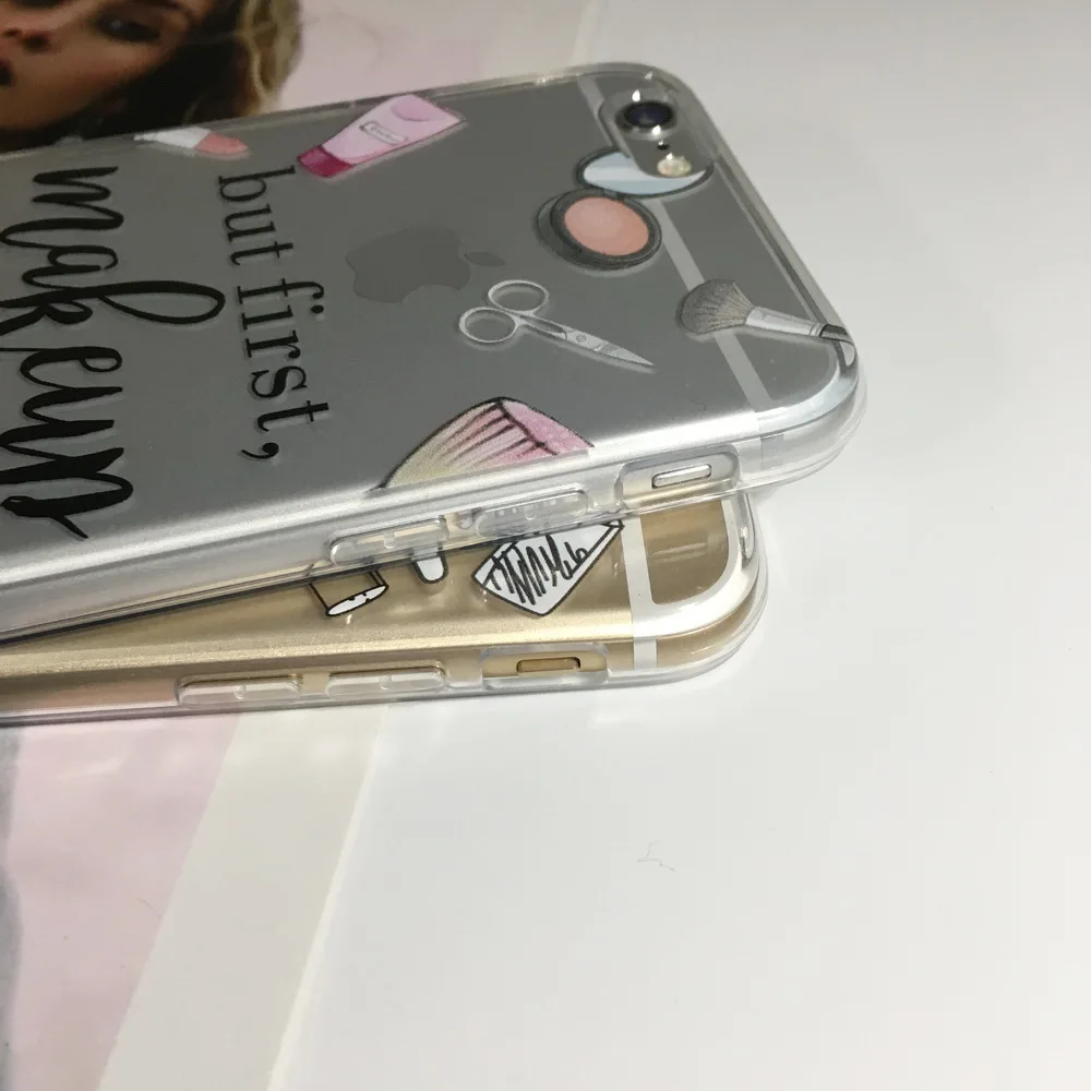 Netarlier New Original Case For iPhone 6 Plus/6s Plus &quotBut First Make Up Painted 5.5 inch Fashion Girl TPU Soft Phone Cover |