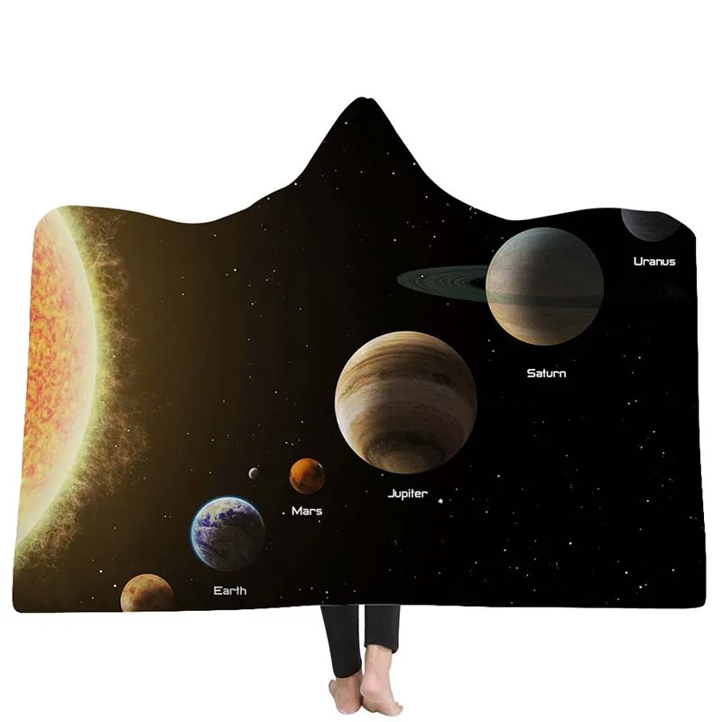 Simanfei 2019 3D принт Луна планета с капюшоном одеяло для взрослых микрофибра Galaxy