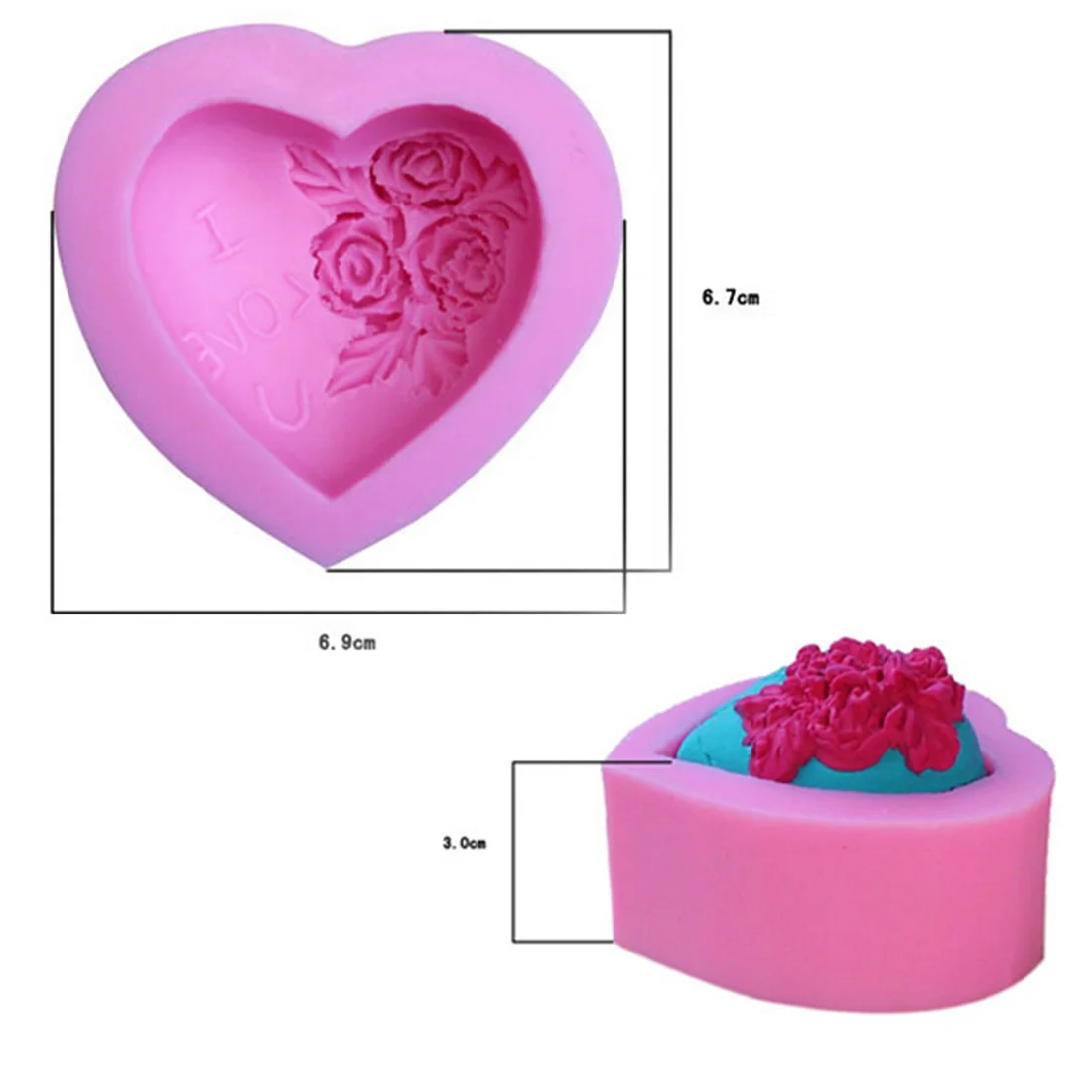 Силиконовая форма для мыла с любящим сердцем и розовым цветком украшения торта