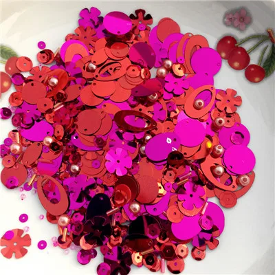 Mix Red Fuchsia 30 г очень популярные разноцветные Круглые Овальные Стеклянные Бусины из ПВХ с блестками разных размеров для шитья детей - Цвет: Mix Red Fuchsia