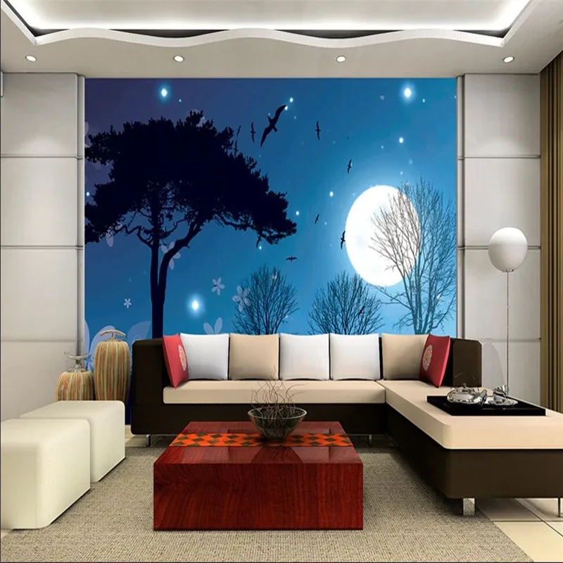 home decor Photo backdrops wallpaper for living room Night Moon Star Tree office bathrooms wall mural murals-3d paper | Обустройство