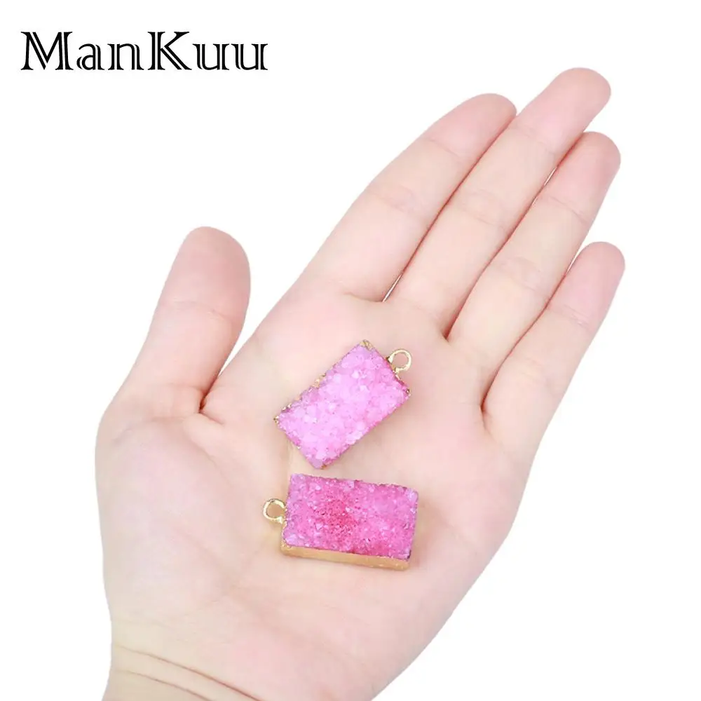 Mankuu 15*30 мм прямоугольная Друза подвеска позолота Натуральный Камень Подвески