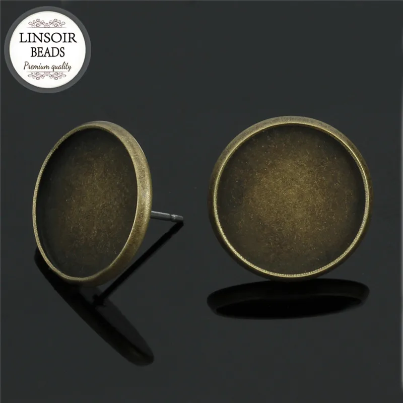 Античные бронзовые/Серебристые медные французские серьги-гвоздики базовые