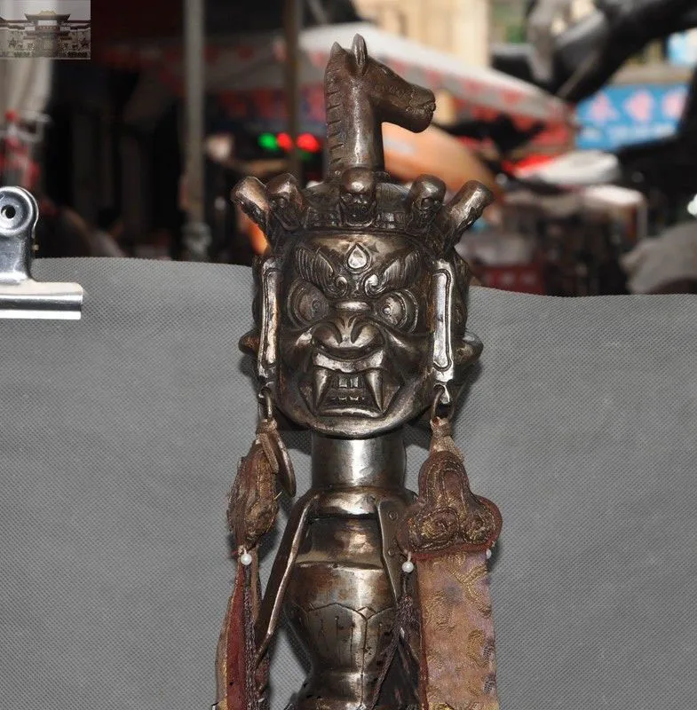 

Christmas 28" Tibet Buddhism fane Meteorite iron Mahakala Buddha Vajra Dorje phurpa Dagger New Year