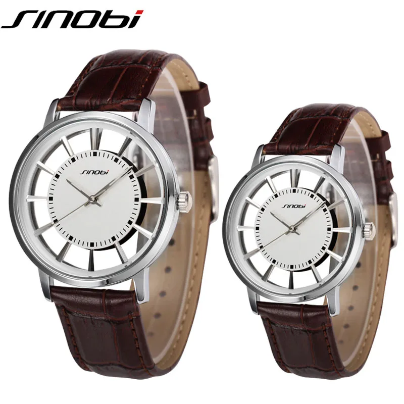 Sinobi любители часы Hardlex фарфора женские круглый кожаный открытый Relojes де Mujer мода