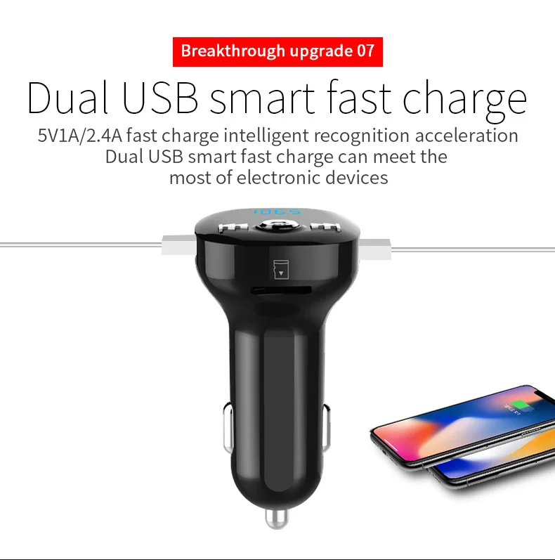 Автомобильный MP3-плеер с Bluetooth CDEN, fm-передатчик, двойное USB Автомобильное зарядное устройство, u-диск, TF карта, музыкальный плеер, bluetooth-телефон, Обнаружение напряжения