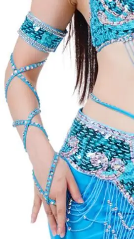 Sky Blue Bling Sequin Cloth Lightweiht танцевальный браслет для живота змеиная нарукавная повязка с эластичным ремешком на руку с цепочкой - Цвет: Sky Blue