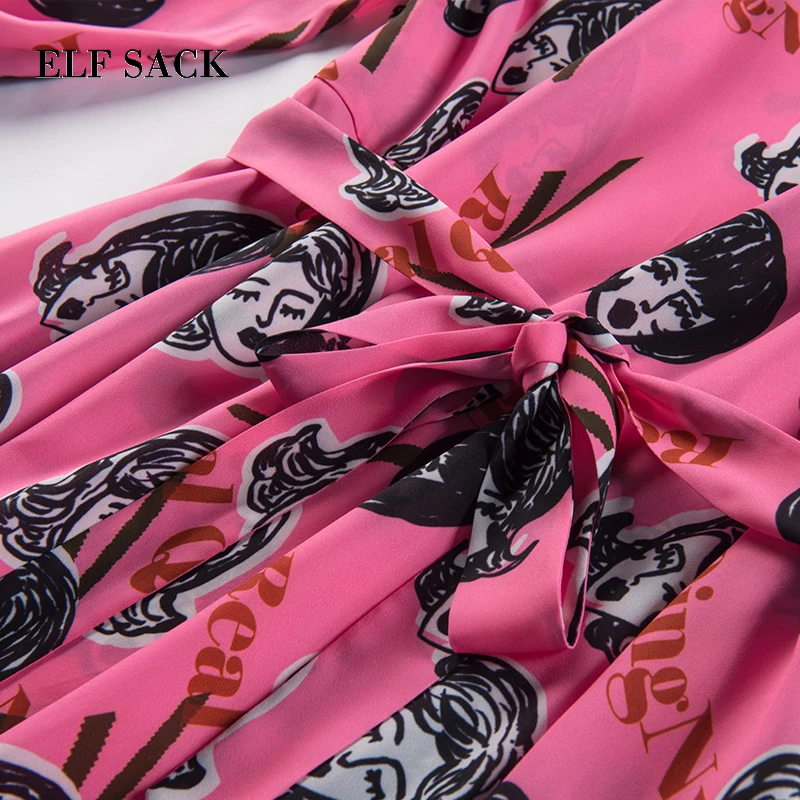 Женское асимметричное платье ELFSACK белое цельнокроеное с рукавами фонариками и