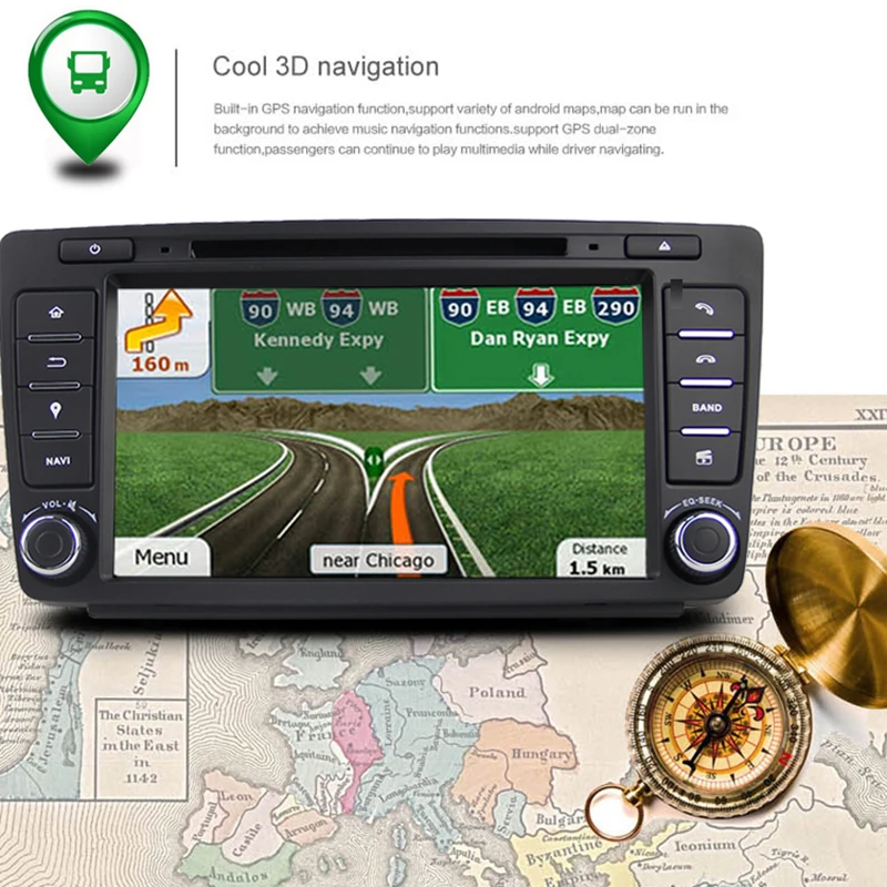 " Android 8,0, четыре ядра, 4 Гб ОЗУ, 32 Гб ПЗУ, автомагнитола, аудиосистема Sat Nav для Skoda Octavia A5 Yeti Rapid 2010, 2011, 2012, 2013