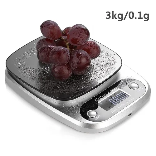 3kg 0.1g Мини цифровые ж/к весы с питанием от USB точность 0,1/1 г Электронные весы из нержавеющей стали кухонные пищевые измерительная шкала инструменты - Цвет: 3kg 0.1g