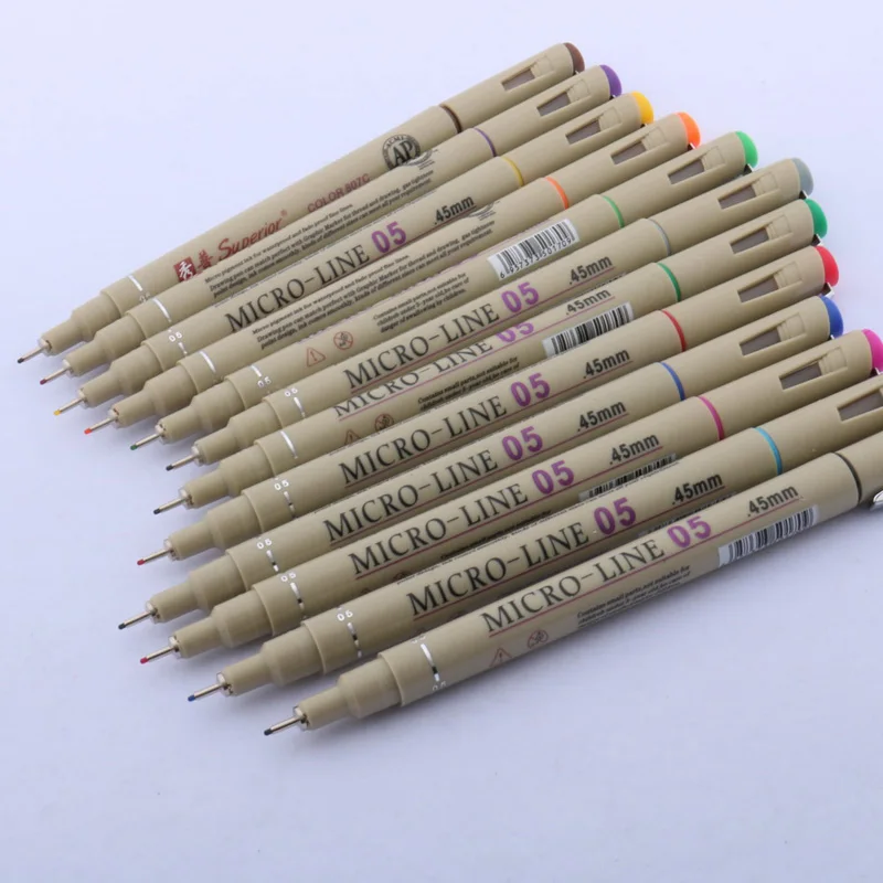 12 цветов пигментный лайнер микрон чернильный маркер художественный кисть
