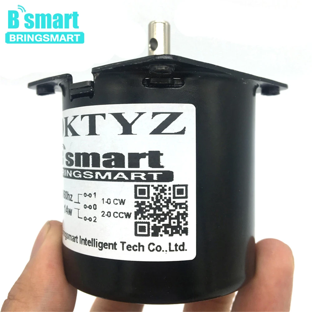Bringsmart 60KTYZ 220V AC микро-мотор-редуктор 2,5 об/мин-110 об/мин постоянный магнитный двигатель 110 в 14 Вт низкая скорость AC синхронный двигатель