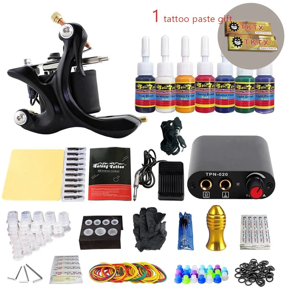 

Tattoo Machine Kit Rotary Pen Gun Machine Sets Wraps Coil Tattoo Cream Pigmentation Ink Tattoo Needles Supplies Grips Tube free